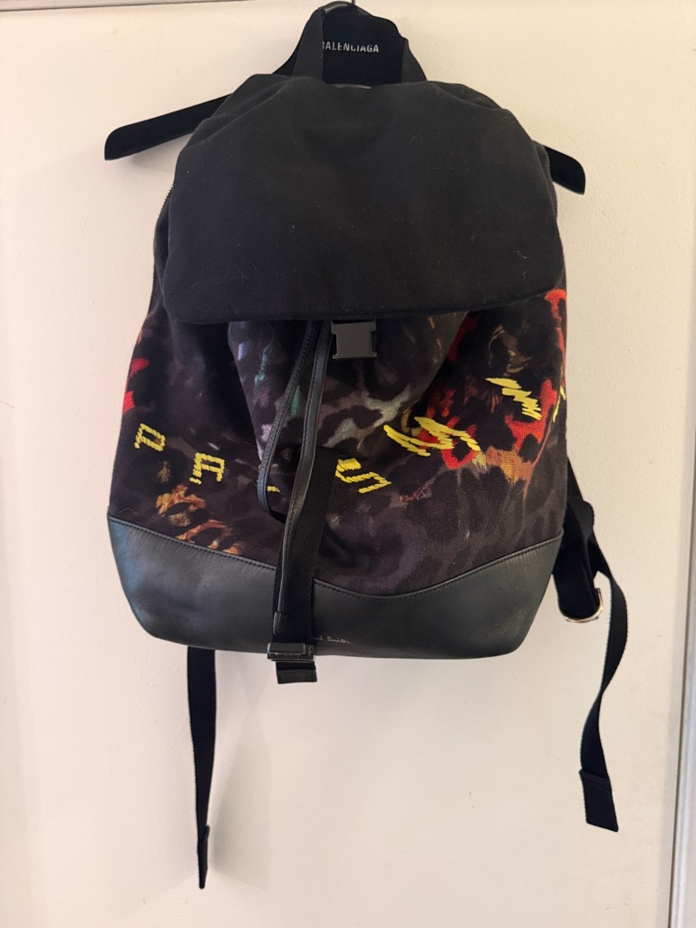 Bale Black Graphic Canvas & Leather Backpack